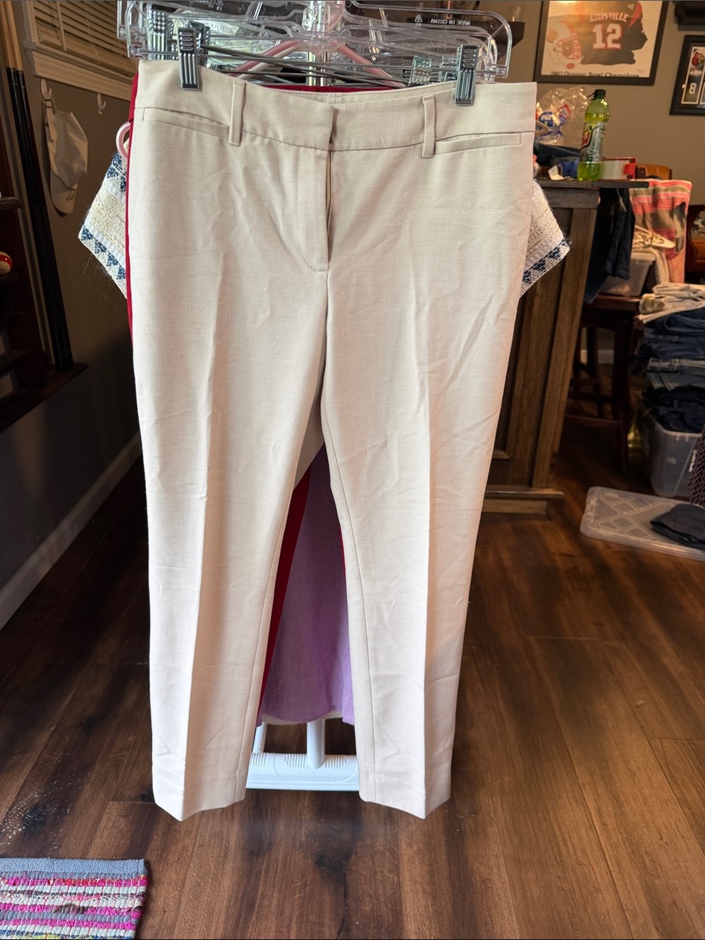 White House Black Market Tailored Straight-Leg Pants in Light Beige